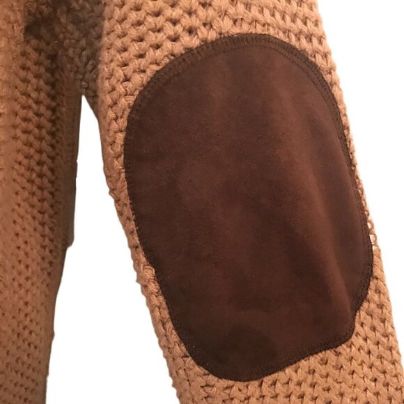Anthropologie Coincidence Chance Chunky Cable Knit Sweater S Elbow Patch Brown - Picture 8 of 10